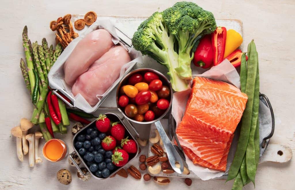 A healthy balanced diet shown at AccessGP to help with fatigue symptoms.